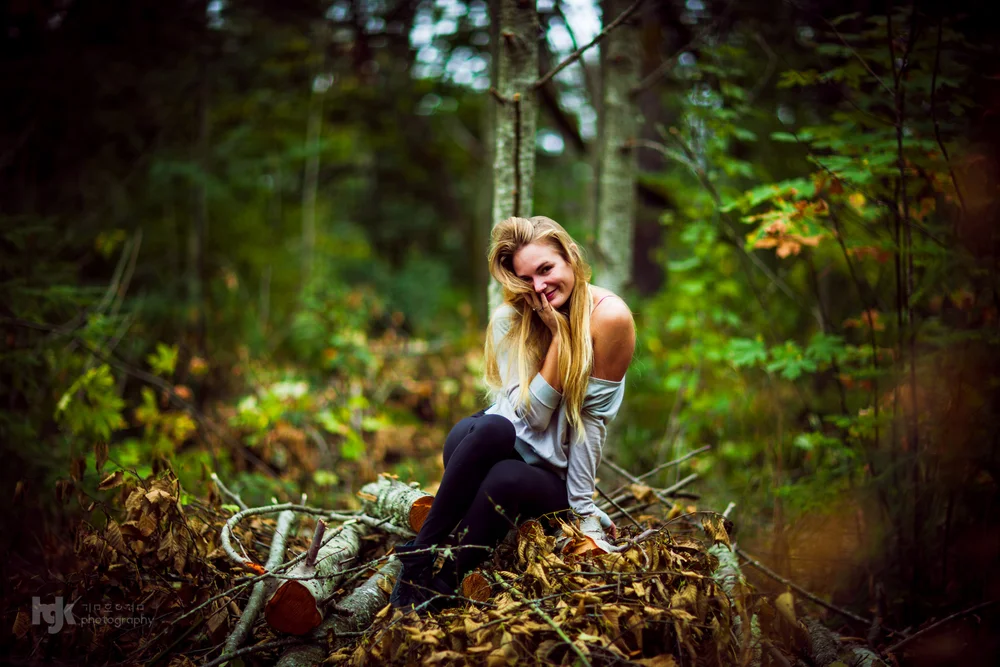 An editorial portrait study made with trees as part of the environment.